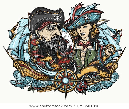 Foto stock: Pirate Man On The Island