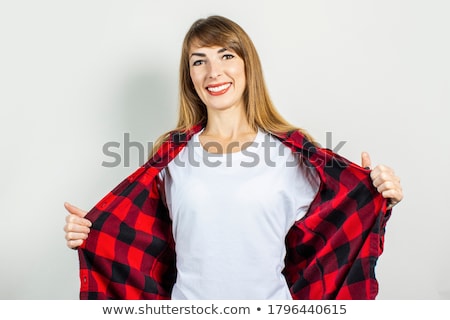 Сток-фото: Portrait Of Beautiful Young Woman In Plaid Shirt