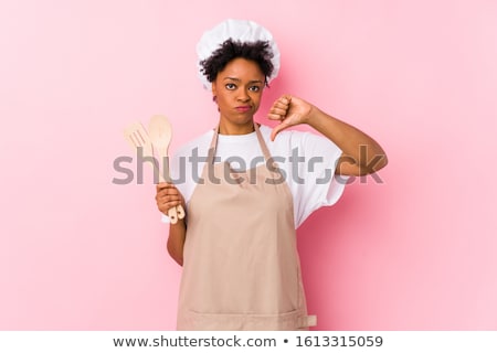 Stock photo: African American Chef Cook Showing A Direction