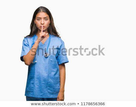 Stok fotoğraf: Nurse Asks For Silence Gesture Finger To Lips