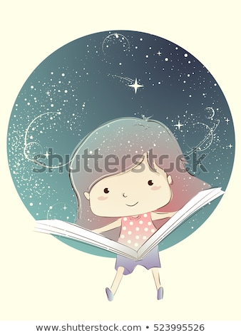 Stok fotoğraf: Kid Girl Open Book Outer Space