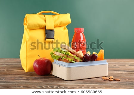 Zdjęcia stock: School Wooden Lunch Box With Sandwiches