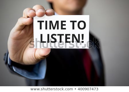 Zdjęcia stock: Man Holding Card With We Listen Words