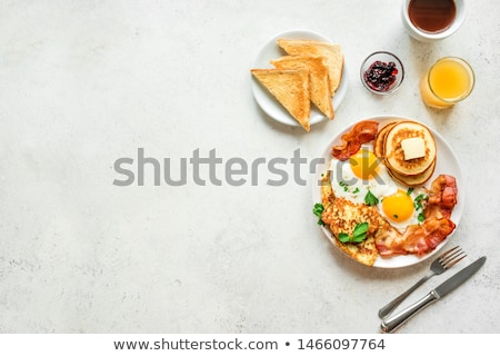 Zdjęcia stock: Breakfast Food Breakfast With Fried Eggs Bacon Orange Juice A