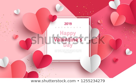 Foto d'archivio: Valentines Day 3d Pink Love Layout Greeting Card