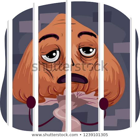 Foto stock: Mascot Psychedelic Mushroom Behind Bars