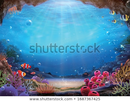 ストックフォト: Illustration Of Underwater Landscape With Clownfish