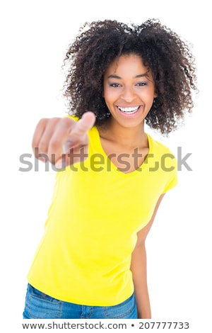 Foto stock: Half Length Shot Of Attractive African American Woman Looks Through Transparent Glasses White Sweat