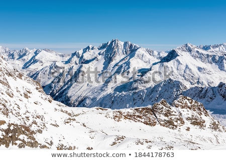 Foto stock: Beautiful Nature Of European Alps Landscape View Of Alpine Mountains Lake And Village On A Sunny D