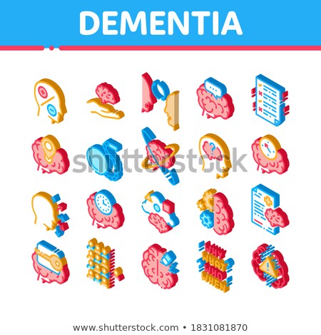 Dementia Brain Disease Isometric Icons Set Vector Foto stock © pikepicture