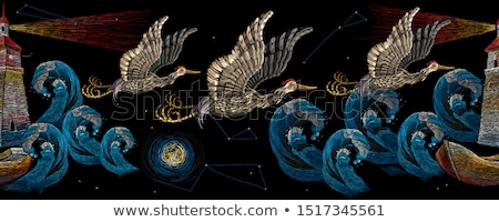 Foto stock: Lighthouse And Astrology Sign In Sky