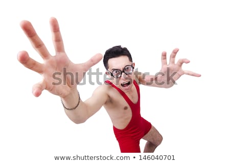 ストックフォト: Funny Wrestler Isolated On White