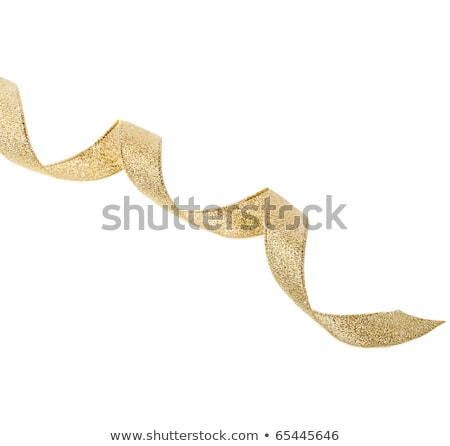 ストックフォト: Beautiful Glitter Gold Ribbon Tape Curl Isolated On White