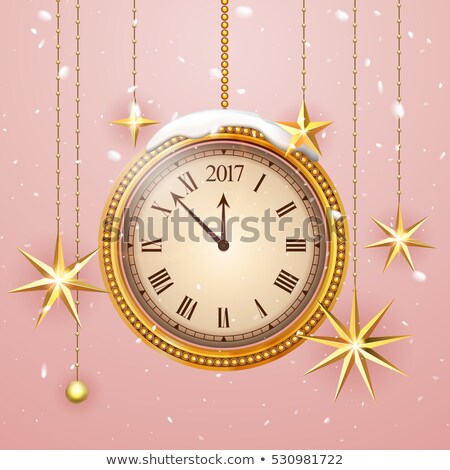 Foto stock: New Year 2017 Clock Midnightmerry Christmas 3d Illustratio