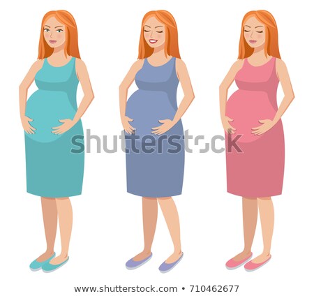 ストックフォト: Beautiful Pregnant Redhead Woman Thinking Vector Illustration