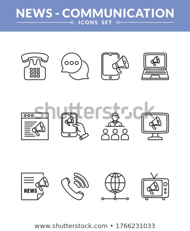 ストックフォト: Telephone Conversation Device Linear Icons Set