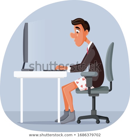 Сток-фото: Funny Work From Home Coronavirus Social Distancing Cartoon