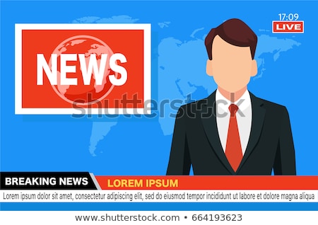 Stock fotó: Financial News Concept In Flat Design On Blue Background