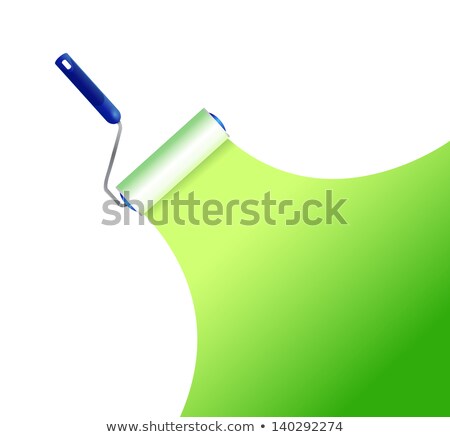 Stock fotó: Paint Roller And Green Paint Stripe Illustration Design Over Wh