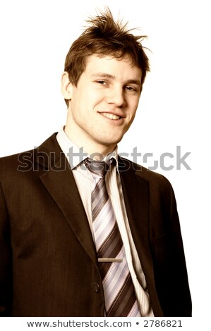 ストックフォト: Sepia Picture Of A Business Man With Hair Standing On End