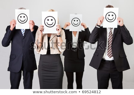 Stockfoto: Business People Holding Happy Smileys