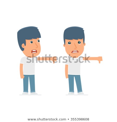 Stock fotó: Frustrated And Angry Character Activist Showing Thumb Down As A