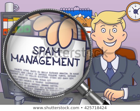 Stock fotó: Spam Management Through Magnifier Doodle Concept