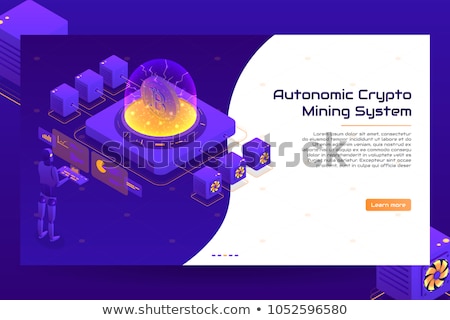 Stockfoto: 3d Humanoid Robot Mining A Cryptocurrency Bitcoin