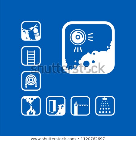 Foto stock: Blue House And Smoke Icon Vector Illustration