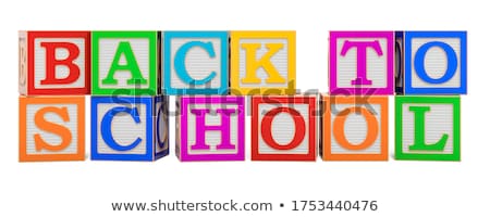 Stock fotó: Back To School From Wooden Cubes 3d Illustration