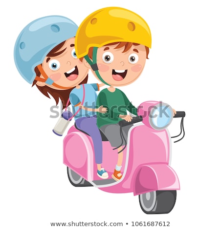 Smiling Boy And Girl With Motorcycle Foto stock © yusufdemirci