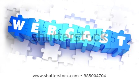 Foto stock: Video - White Word On Blue Puzzles