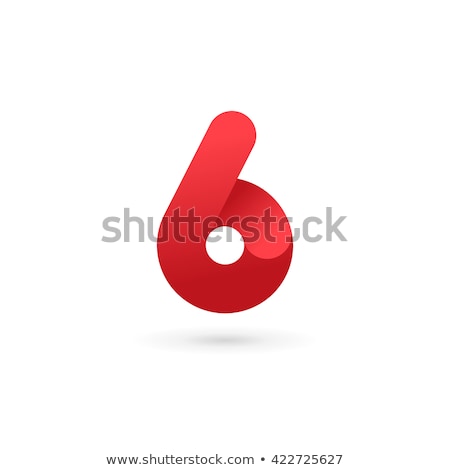 Stock photo: 6 Number Vector Red Web Icon