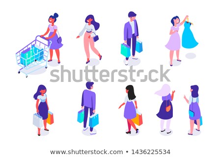 Сток-фото: Isometric People - Cart