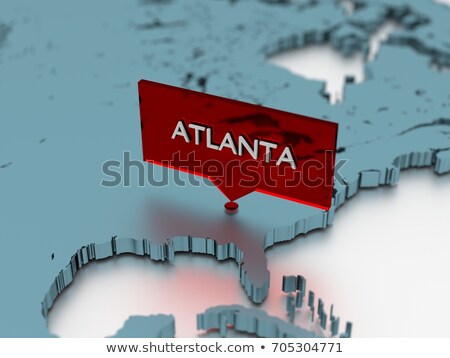 Сток-фото: 3d World Map Sticker - City Of Atlanta