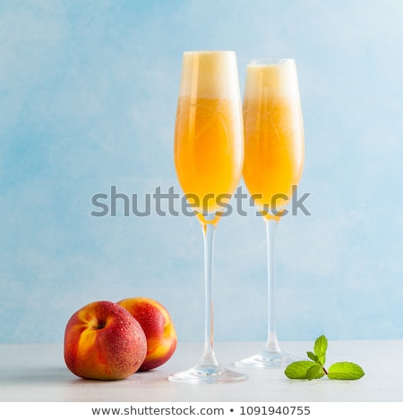 Foto stock: Two Glasses Of Bellini Cocktail