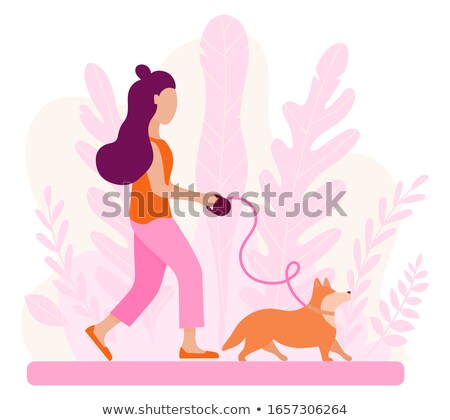 Stock photo: Teenager Petting The Dog In Park Vector Isolated Illustration