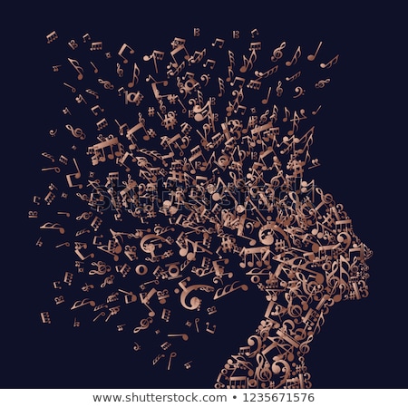 Stok fotoğraf: Copper Woman Head With Music Notes Concept