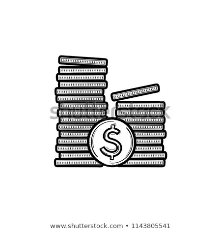 Foto stock: Two Piles Of Coins Hand Drawn Outline Doodle Icon