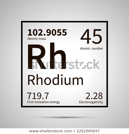 Stock foto: Rhodium Chemical Element With First Ionization Energy Atomic Mass And Electronegativity Values Sim