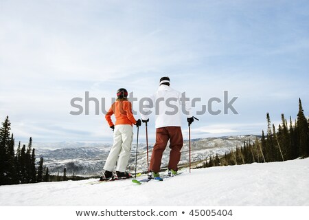 Rear Shot Of Male Skier Imagine de stoc © iofoto