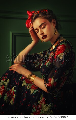 Stock fotó: Young Romany Woman Pose In Spanish Traditional Clothes