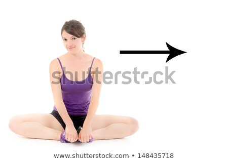 Сток-фото: Pretty Girl Doing Yoga With Arrow And Copyspace