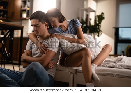 Stock foto: Unges · heterosexuelles · Paar · im · Schlafzimmer