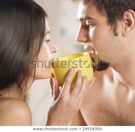 Foto stock: Ill Woman Drinking A Hot Broth