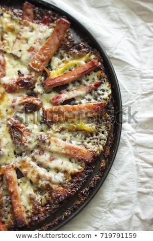 Сток-фото: Homemade Pizza With Tomatoes Mozzarella And Basil Top View Wit