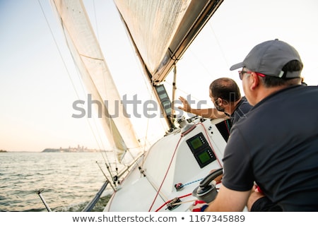 Foto stock: Team Athletes Yacht Training For The Competition