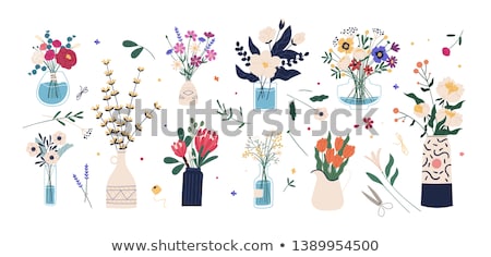 Foto stock: Flowers In Vase Vector Isolated Blossoms Plants