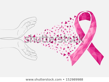 Foto stock: Open Hand With Pink Ribbon For Breast Cancer Awareness