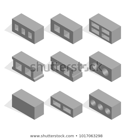 Сток-фото: Set Of 3d Cinder Blocks Vector Illustration